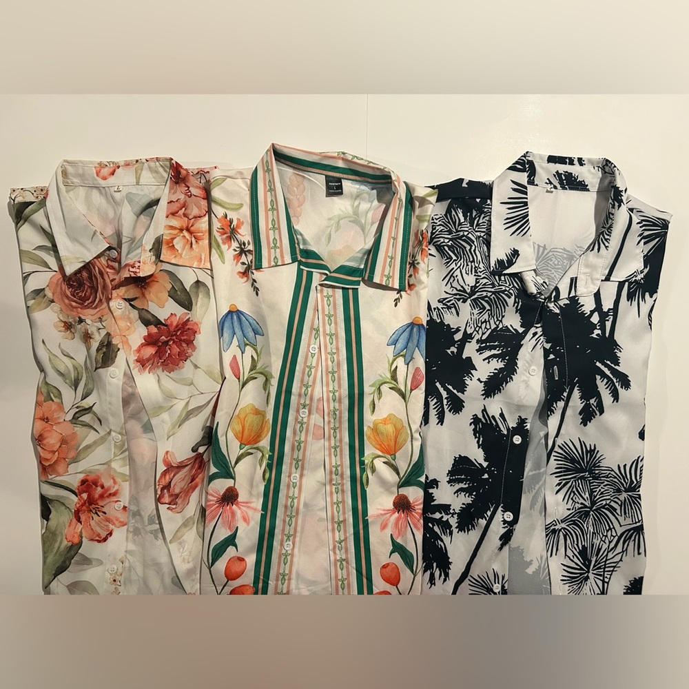 Floral and Tropical Print Men's Shirt Bundle